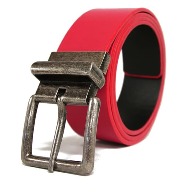 Rött 40mm bälte i läderbälte