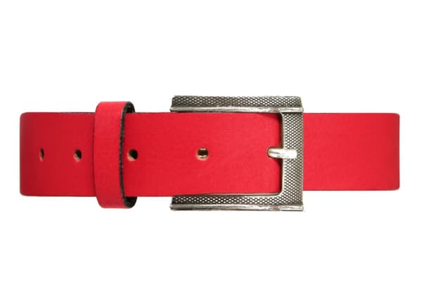 Rött 30mm damskärp i kalvläder