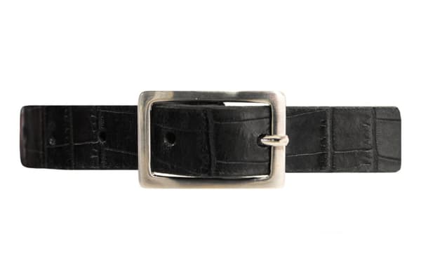Svart 15mm crocco damskärp i kalvläder