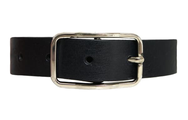 Svart 25mm damskärp i kalvläder 90 cm (midjemått)