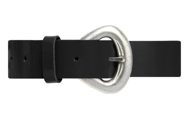 Svart 30mm damskärp i lackad kalvläder