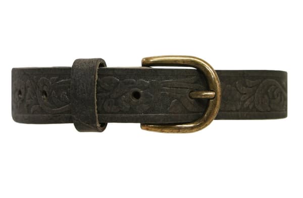 Brunt 25mm damskärp i kalvläder
