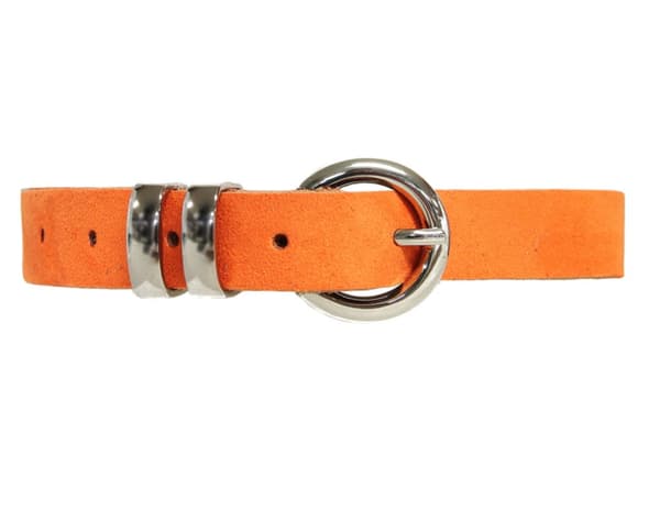 Orange 20mm damskärp i slipad kalvläder