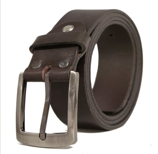 Brunt 35mm jeansbälte i kalvläder