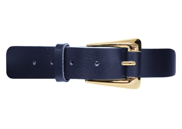 Marinblått 30mm damskärp i kalvläder