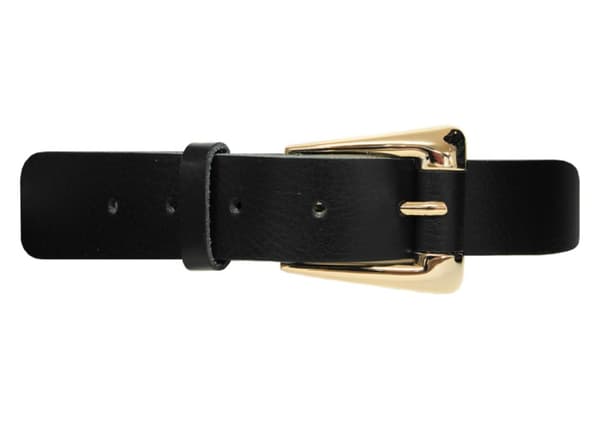 Svart 30mm damskärp i kalvläder
