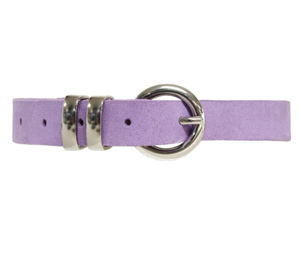 Lila 20mm damskärp i slipad kalvläder