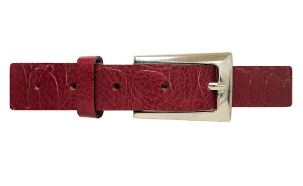 Vinrött 25mm crocco damskärp i kalvläder