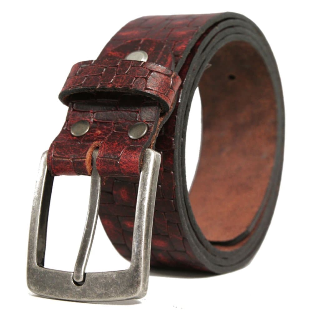 Brunt 35mm crocco jeansbälte i kalvläder
