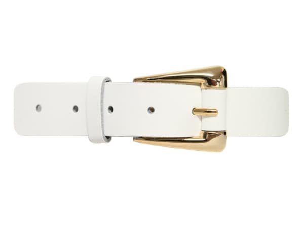 Vitt 30mm damskärp i kalvläder