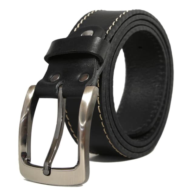 Svart 35mm jeansbälte i kalvläder
