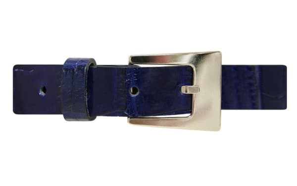 Marinblått 25mm crocco damskärp i kalvläder