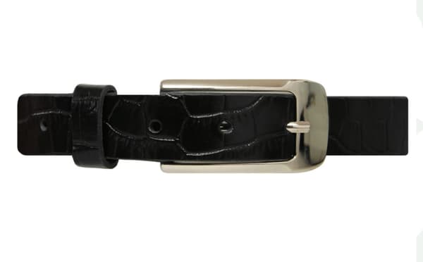 Svart 25mm crocco damskärp i kalvläder