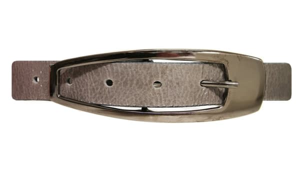 Grått 25mm damskärp i kalvläder 90 cm (midjemått)