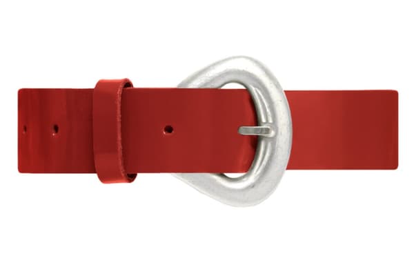 Rött 30mm damskärp i lackad kalvläder