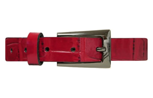 Rött 25mm crocco damskärp i kalvläder