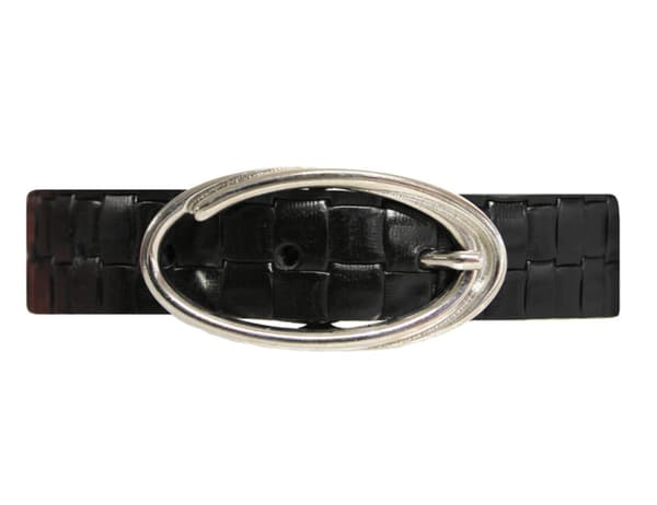 Svart 25mm crocco damskärp i kalvläder
