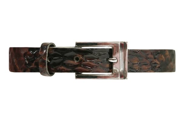 Svart/brunt 20mm damskärp i kalvläder