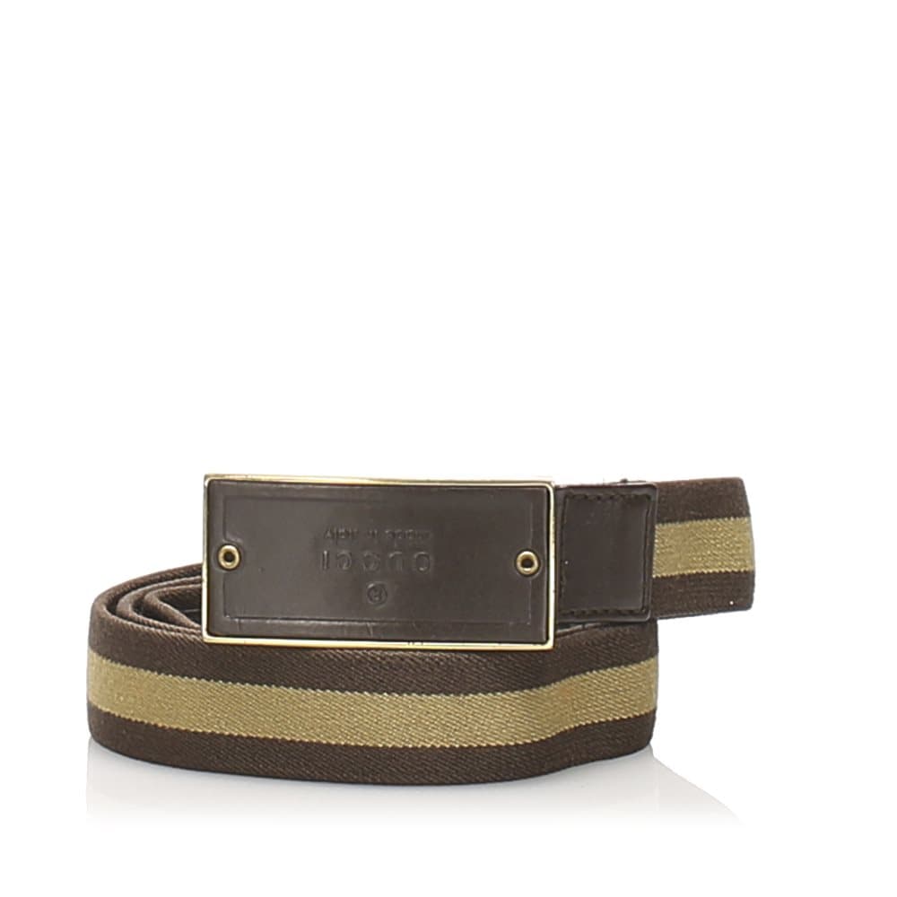 Gucci Web Canvas Belt Brown