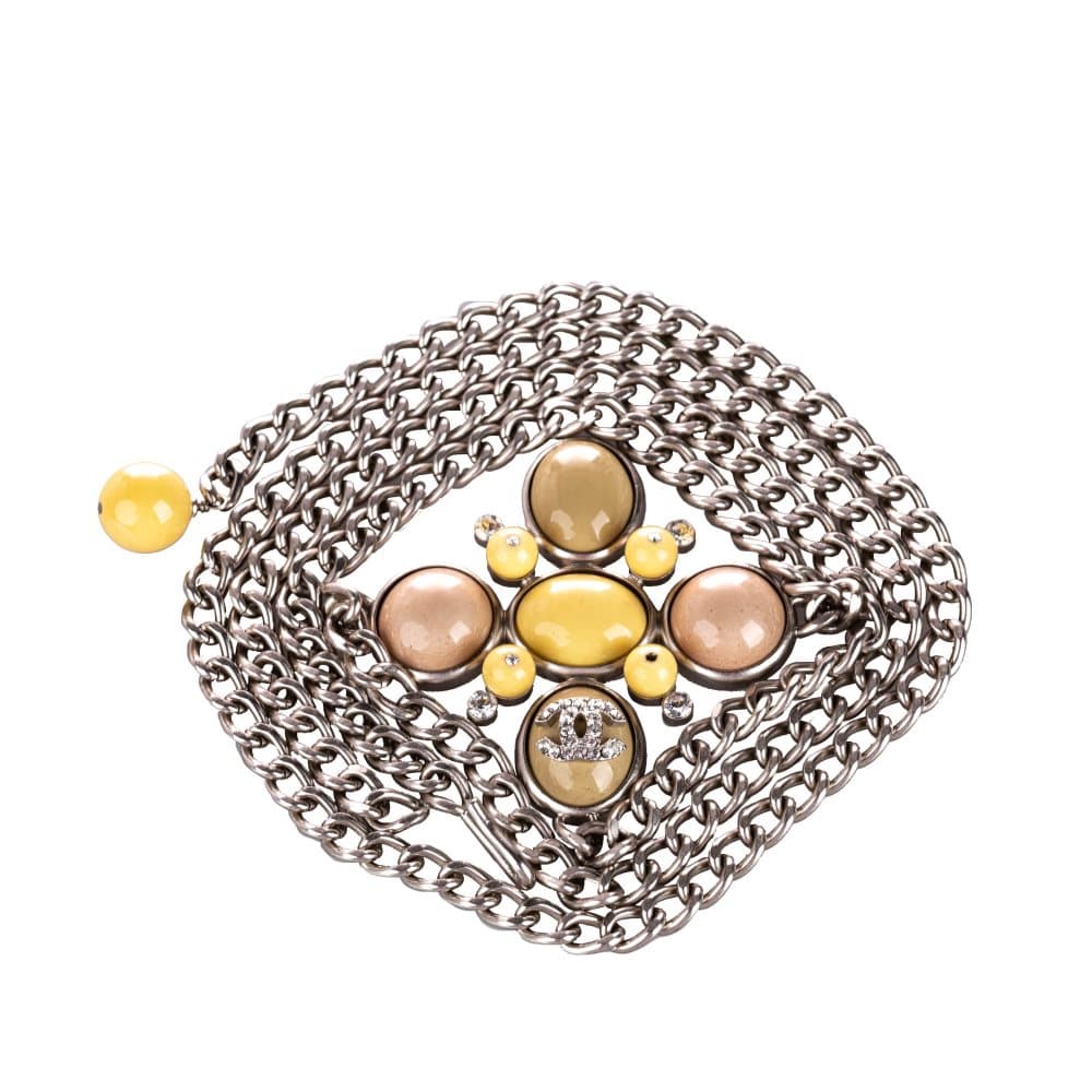 Chanel Embellished CC Chain Belt Silver