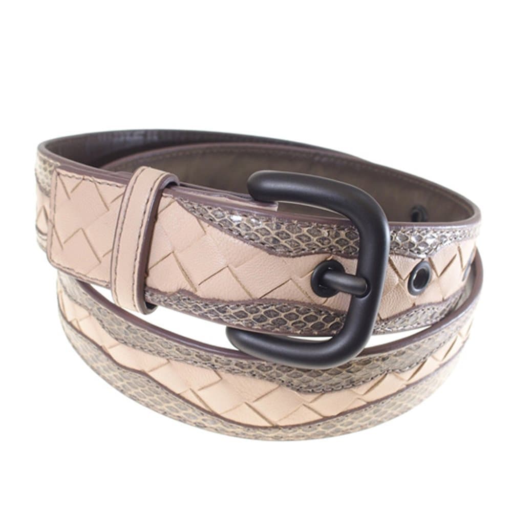 Bottega Veneta Intrecciato Leather Belt Pink