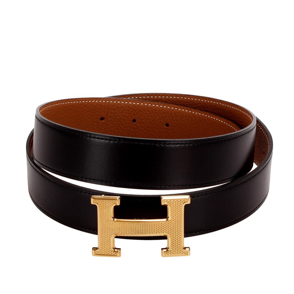 Hermes Constance Leather Belt Black