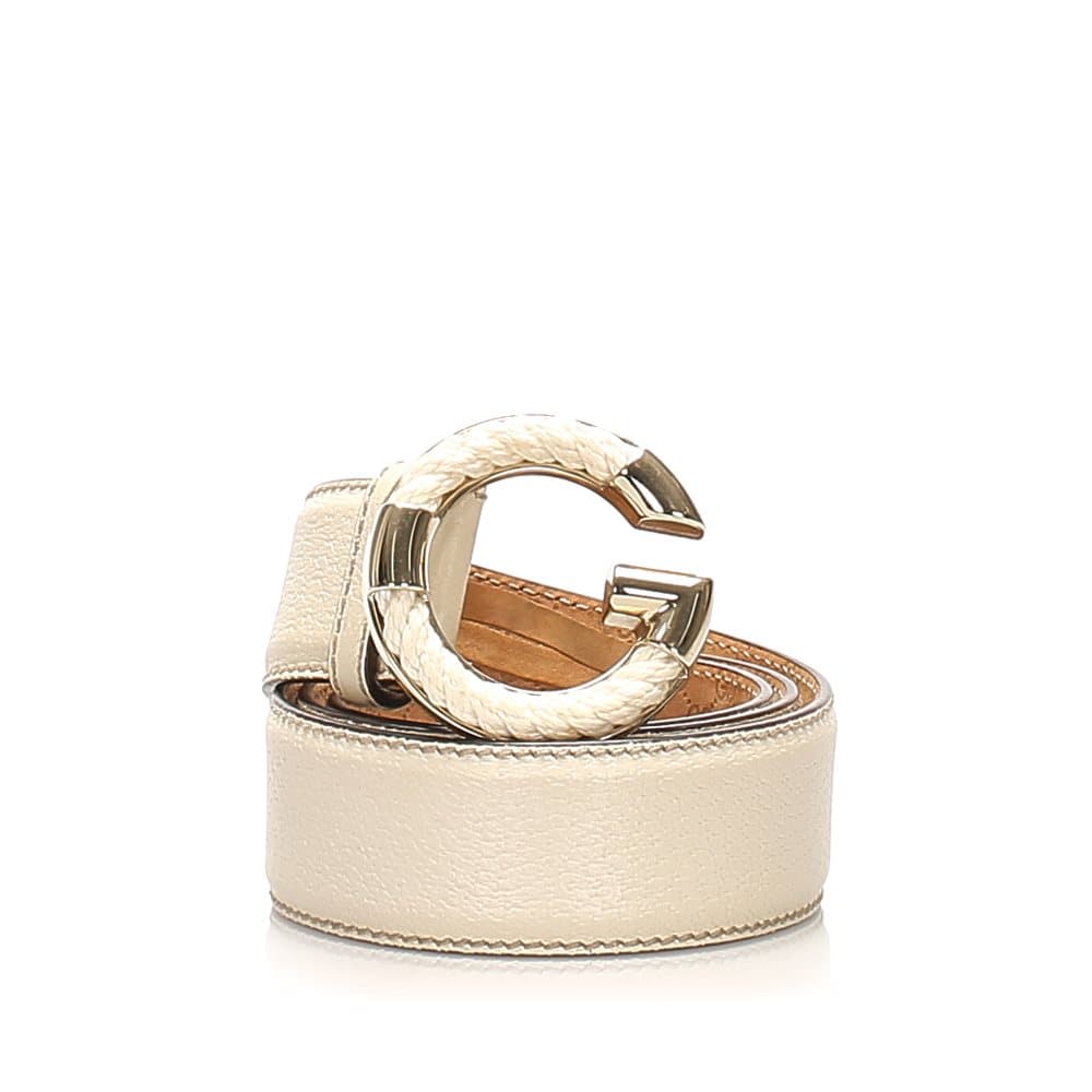 Gucci Leather Belt White