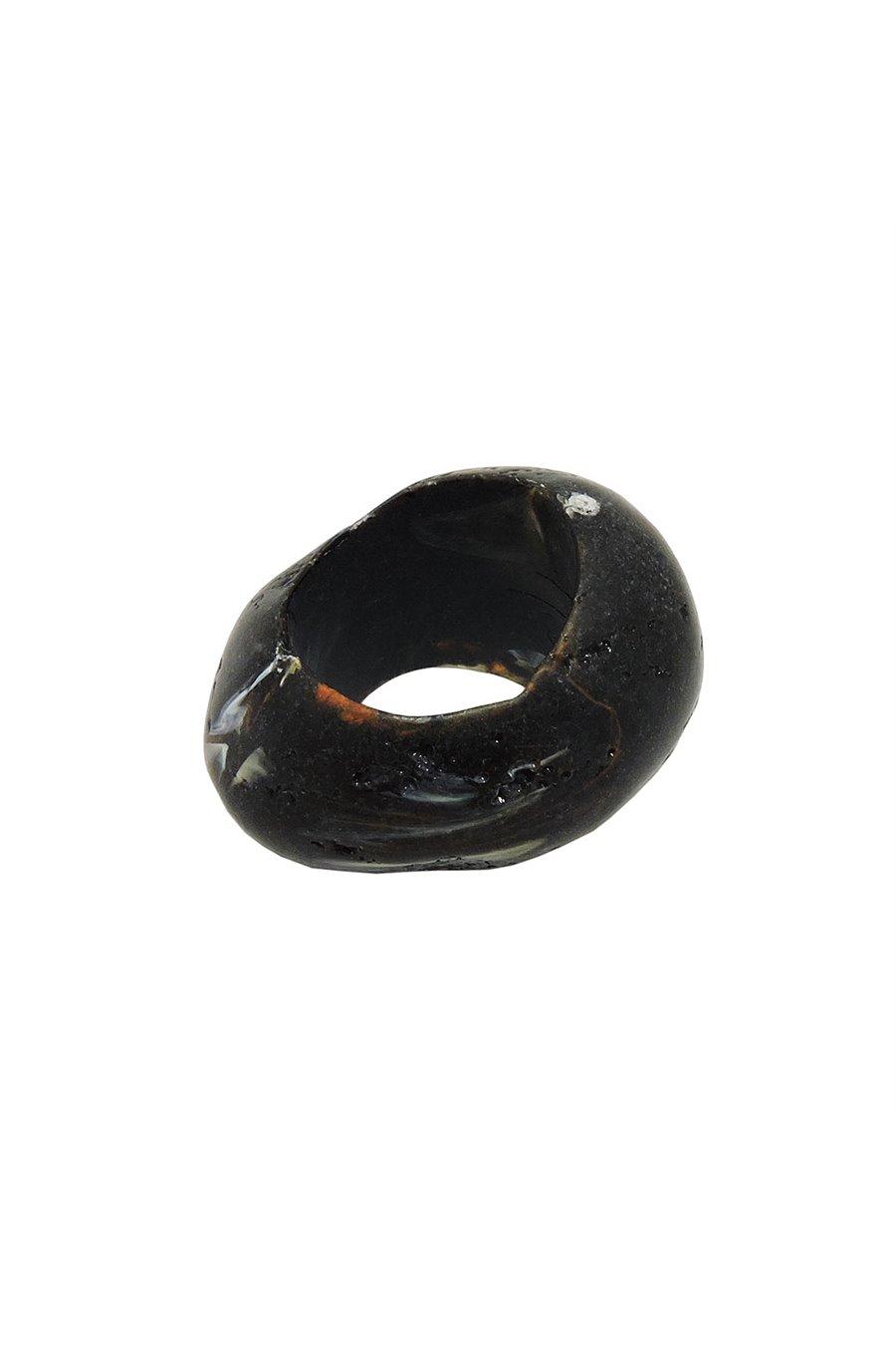 SCARF BEAD BLACK MARBLED 33MM