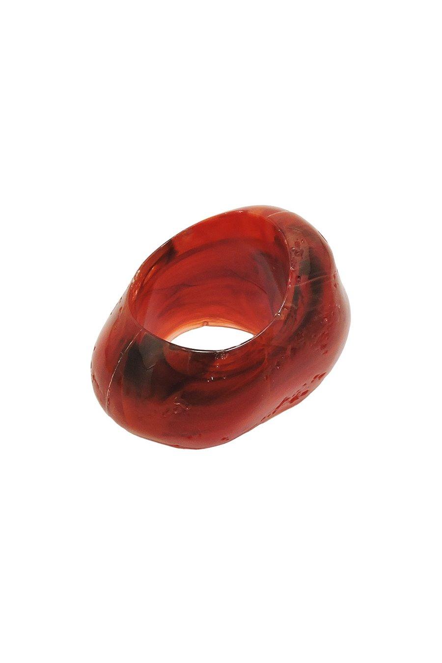 SCARF BEAD RED MARBLED 25X33MM