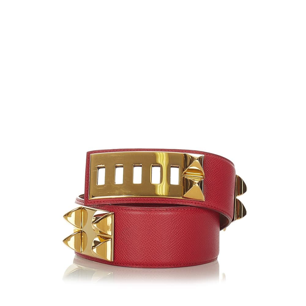 Pre-owned Hermes Collier de Chien Belt Red