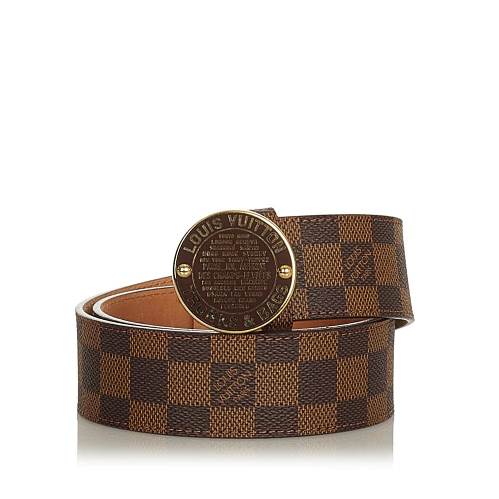 Pre-owned Louis Vuitton Damier Ebene Canvas Trunks and Bags Belt Brown