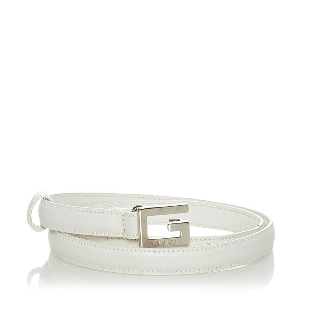 Pre-owned Gucci Leather Belt White