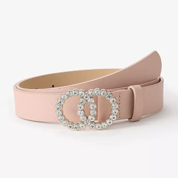 Belte i vegansk skinn og metallringer med diamanter, rhinestones