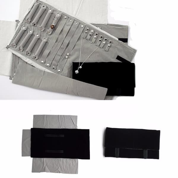 Kvinnor Organizer Smycken Roll Rese Makeup Väska Örhängen Grå Fodral Påse Mode