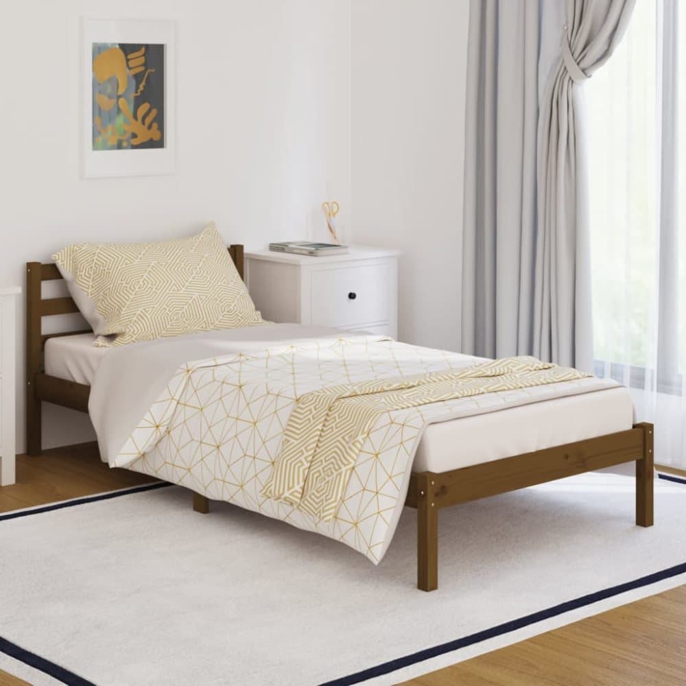 810418 Bed Frame Solid Wood Pine 90x200 cm Honey Brown