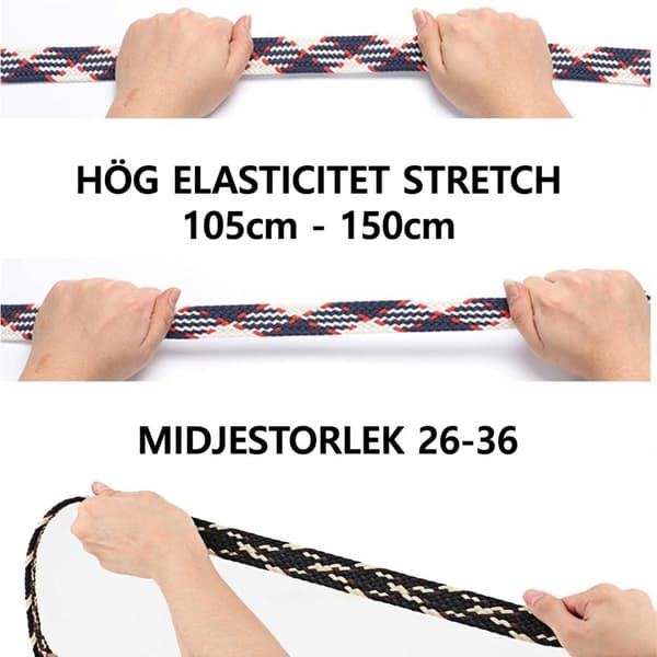 Elastiskt Bälte – Canvas Tyg Skärp med Stretch W26-W36 Vit