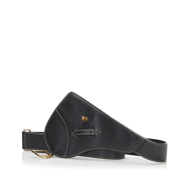 Pre-owned Dior Leather Saddle Belt Black