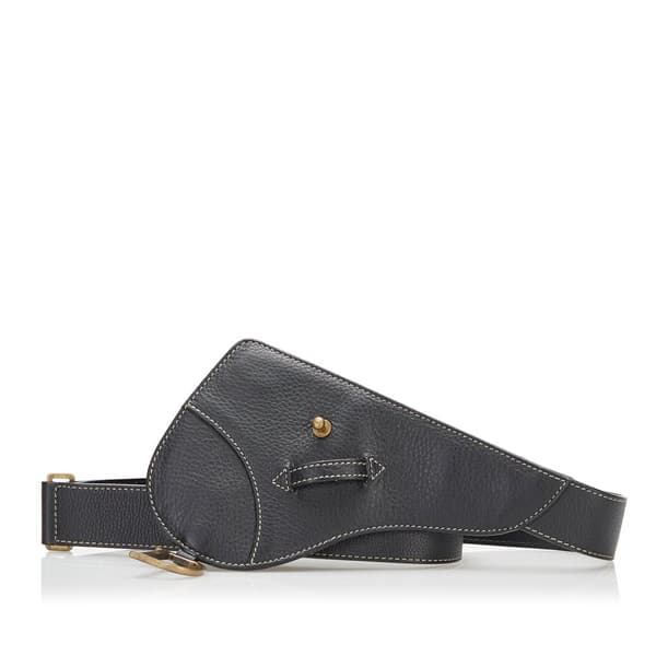 Pre-owned Dior Leather Saddle Belt Black