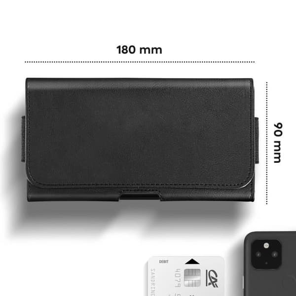 Bältesfodral för smartphone - MYWAY - Storlek XXL - Klämfäste - Svart eko-läder