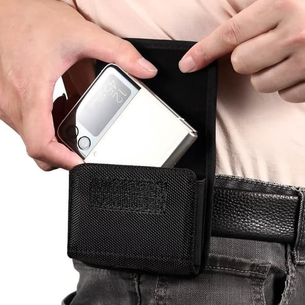 Bältesfodral för Samsung Z Flip nylon Kardborrbandsfäste Svart