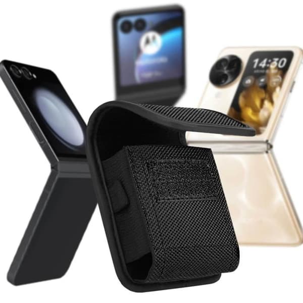Bältesfodral för Samsung Z Flip nylon Kardborrbandsfäste Svart