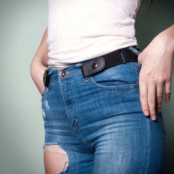 SHOP-STORY - RELAX BELT BLACK: Elastiskt bälte utan spänne med snäpplås