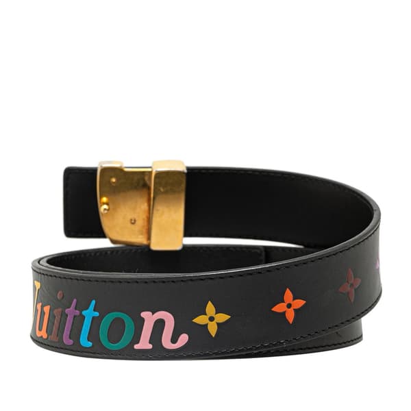 Pre-owned Louis Vuitton Monogram New Wave Belt Black