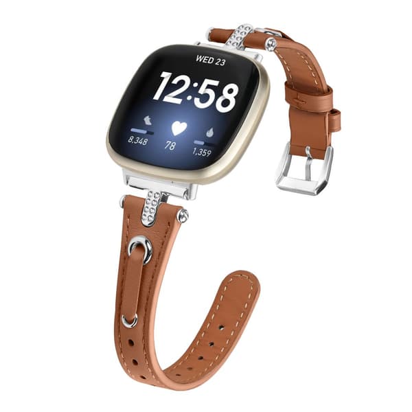 INF Fitbit Versa 3/4 läder klockarmband med T-formad Rhinestone Design