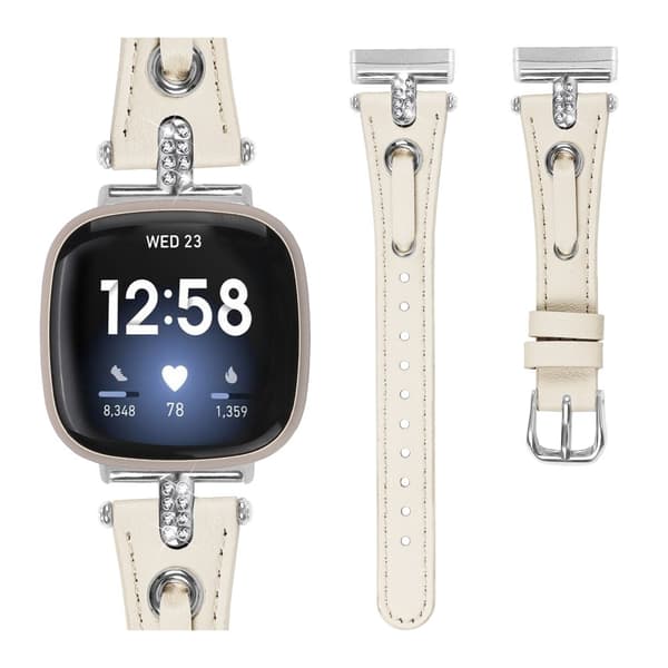 INF Fitbit Versa 3/4 nahkainen kelloranneke T-muotoisella tekojalokivisuunnittelulla