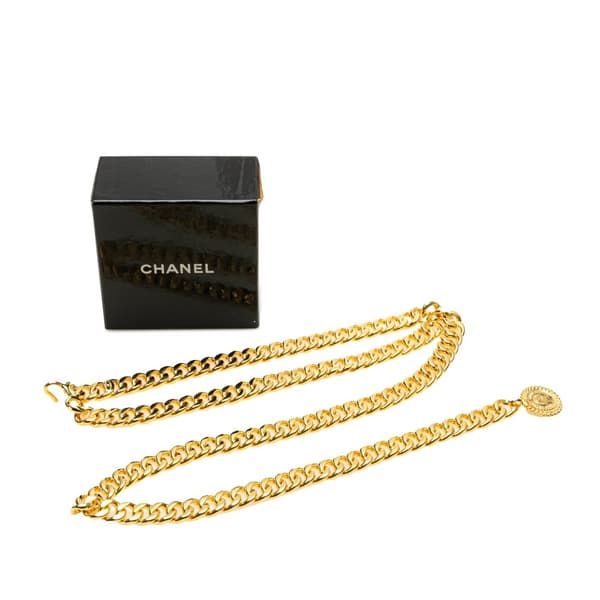 Pre-owned Chanel Gold Plated CC Medallion Chain Belt Gold