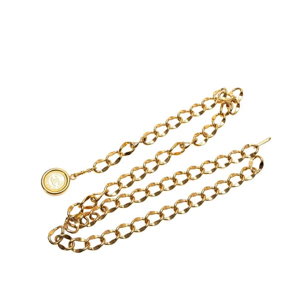 Pre-owned Chanel Gold Plated CC Medallion Chain Belt Gold