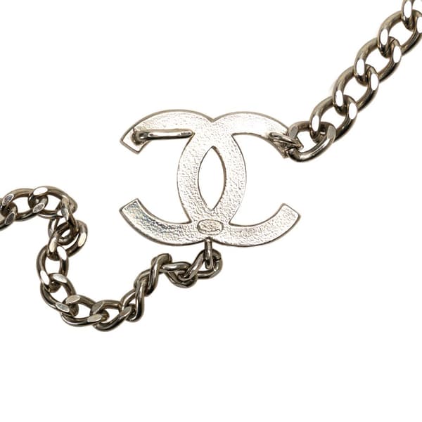 Pre-owned Chanel Silver Plated and Enamel CC Chain Link Belt Silver