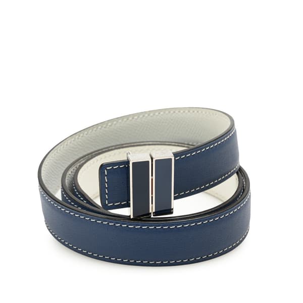 Pre-owned Hermès Swift Brighton Belt Blue