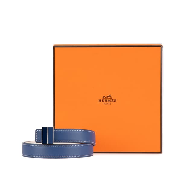 Pre-owned Hermès Swift Brighton Belt Blue